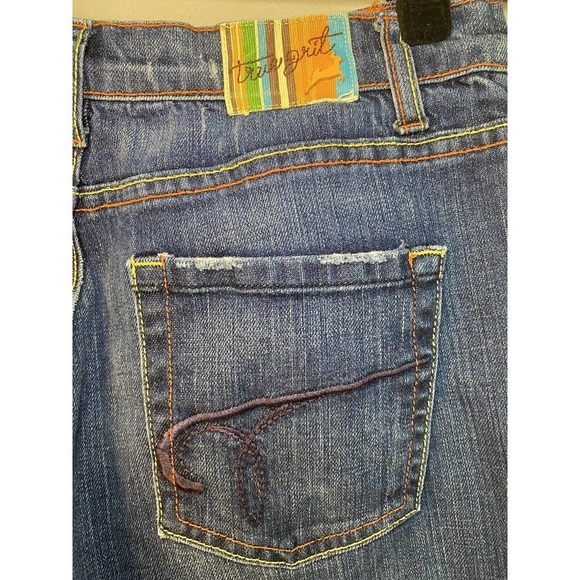 WOMEN'S Vintage True Grit Straight Leg Jeans Size 27 Orange/ Yellow Stitching - Picture 8 of 11